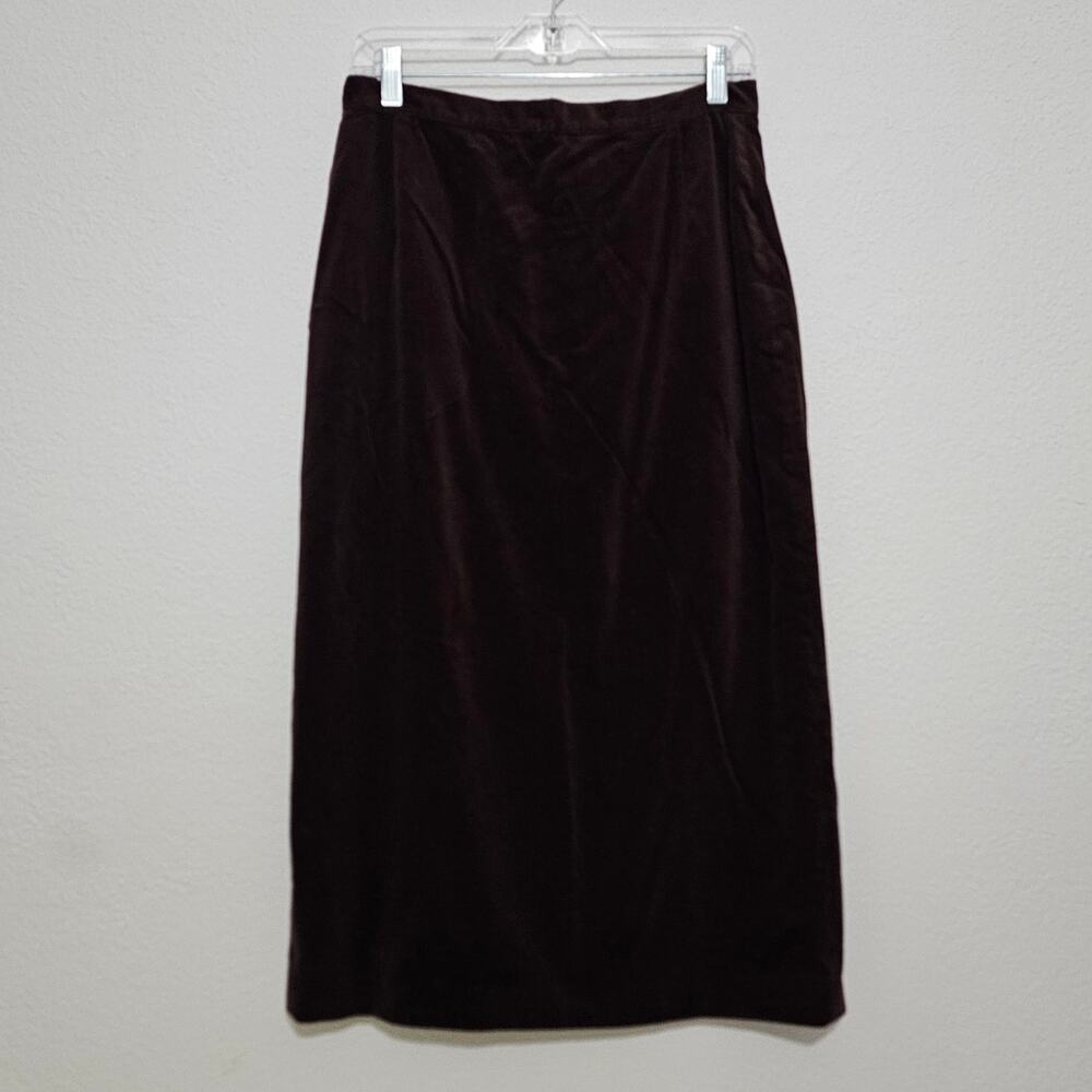 Oilily Chocolate Brown Velvet Velour Skirt Maxi Cotton Women Button Back Detail